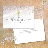 Roze Goud Glitter Gouden Kruisbeeld Script Bedankkaart
