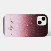 Roze goud Glitter Gradiënt iPhone Hoesje (Achterkant horizontaal)