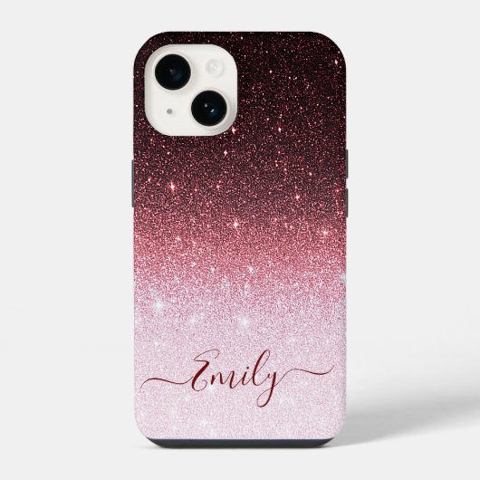 Roze goud Glitter Gradiënt iPhone Hoesje (Achterkant)