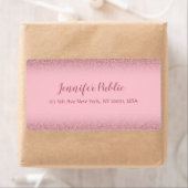 Roze Goud Glitter Handgeschreven Verzendsjabloon Etiket (Insitu)