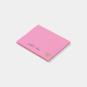 Roze Goud Glitter Hart Post-it® Notes (Schuin)