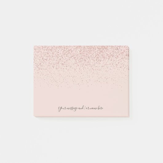 Roze Goud Glitter Je Bericht Post-it® Notes (Voorkant)