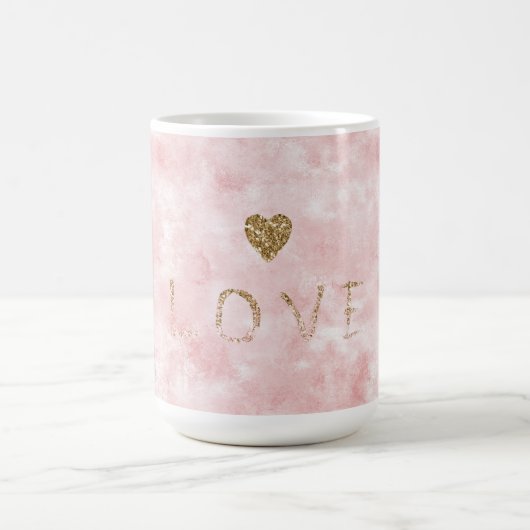 Roze Goud Glitter Liefde Hart Koffiemok (Center)