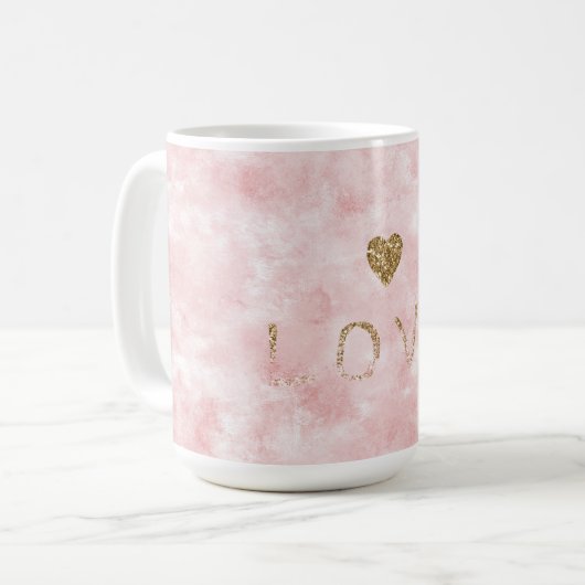 Roze Goud Glitter Liefde Hart Koffiemok (Voorkant links)