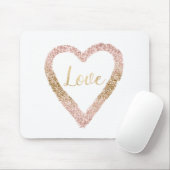 Roze Goud Glitter Liefde Hart Muismat (Met muis)