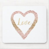 Roze Goud Glitter Liefde Hart Muismat (Voorkant)