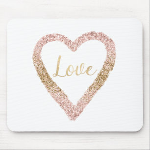 Roze Goud Glitter Liefde Hart Muismat