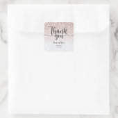Roze Goud Glitter & Marmer Dank je Vierkante Sticker (Tas)