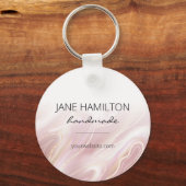 Roze Goud Glitter Marmer Sleutelhanger (Voorkant)