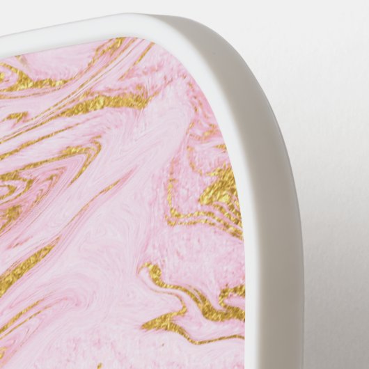 Roze Goud Glitter Marmeren Monogram Pickleball Paddle (Links Detail)