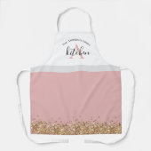 roze goud glitter monogram aangepast schort (Voorkant)