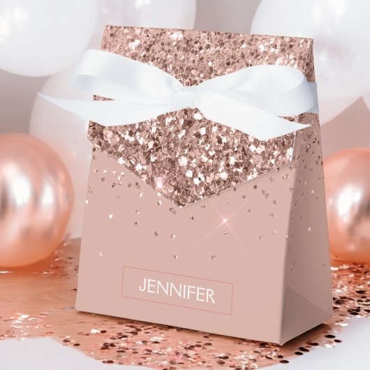 Roze Goud Glitter Monogram Naam Bedankdoosjes