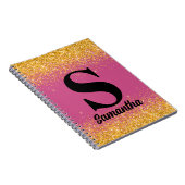 Roze Goud Glitter monogram Notitieboek (Rechterzijde)