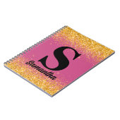 Roze Goud Glitter monogram Notitieboek (Linkerzijde)