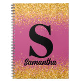 Roze Goud Glitter monogram Notitieboek (Voorkant)