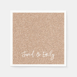 Roze Goud Glitter NAAM & NAAM Elegante Chic Bruilo Servet