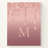 Roze Goud Glitter Notitieboek Aangepaste Naam Lett (Achterkant)