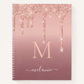 Roze Goud Glitter Notitieboek Aangepaste Naam Lett (Voorkant)