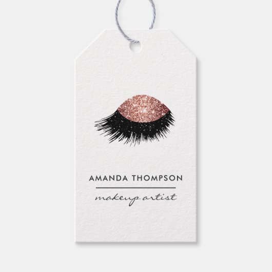 Roze Goud Glitter Oog Cadeaulabel (Voorkant)