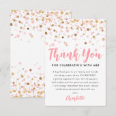 Roze Goud Glitter Pailletten Confetti Verjaardag Bedankkaart (Voorkant / Achterkant)