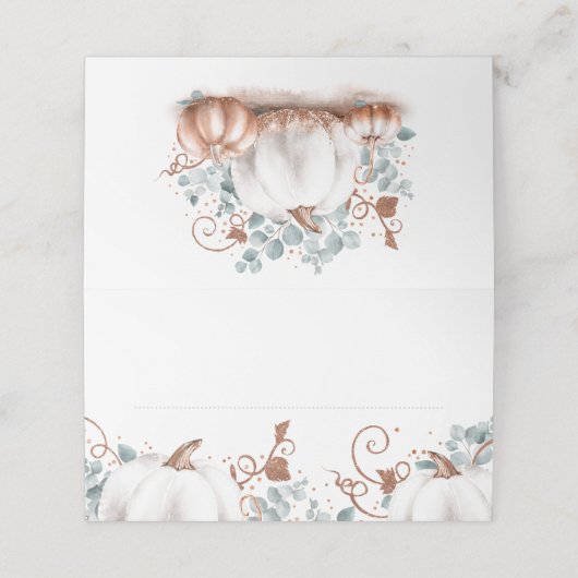 Roze Goud Glitter Pompoenen Herfst Bruiloft Plaatskaartje (Buitenkant ongevouwen)