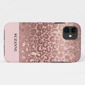 Roze Goud Glitter Roze Luipaard Patroon Monogram C Case-Mate iPhone Case (Achterkant (horizontaal))