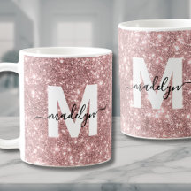 Roze Goud Glitter Roze Monogram