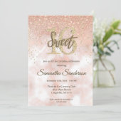 Roze Goud Glitter Sparkle Zoete 16 Kaart (Staand voorkant)