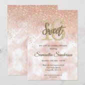 Roze Goud Glitter Sparkle Zoete 16 Kaart (Voorkant / Achterkant)