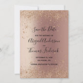 Roze Goud Glitter Trendy Bewaar De Datum Save The Date (Voorkant)