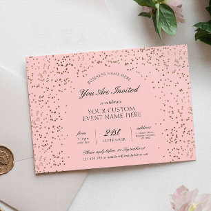 Roze Goud Glitter Zakelijk Galadiner Evenement Kaart