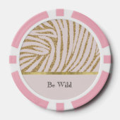 Roze Goud Glitter Zebra Poker Chips (Voorkant)