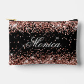 Roze Goud Glitter Zwart Etui (Voorkant)
