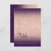 Roze goud glitters druif paarse ombre zitplaats kaart (Voorkant / Achterkant)