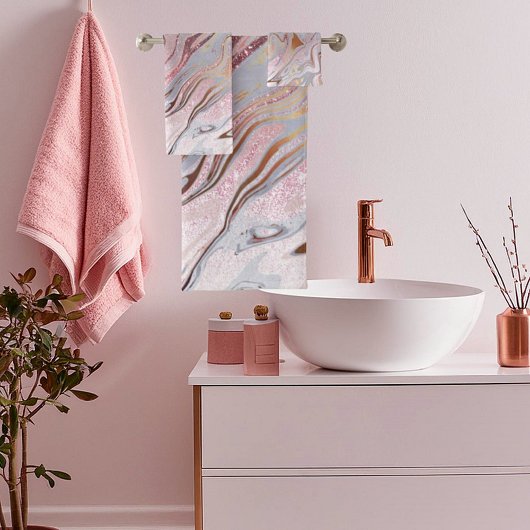Roze goud glitters en marmer bad handdoek