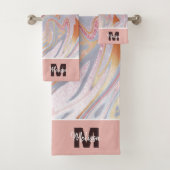 Roze goud glitters en marmer gepersonaliseerd bad handdoek (Insitu)