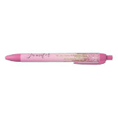 Roze Goud Glitters Gepersonaliseerde Naam Trendy Zwarte Inkt Pen (Bodem)