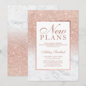 Roze goud glitters marmer elegante chique nieuwe p kaart (Voorkant / Achterkant)