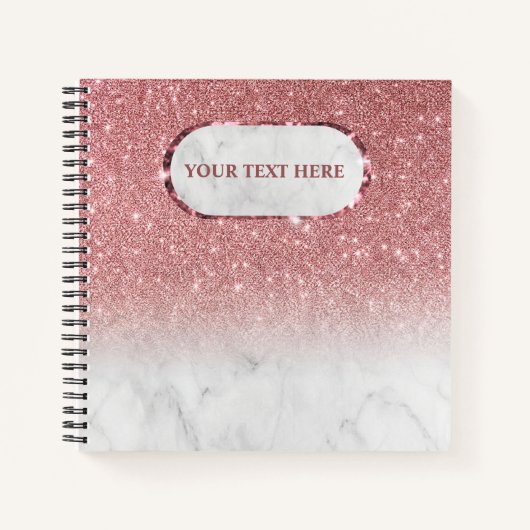 Roze goud glitters Marmer glinstert Notitieboek (Voorkant)
