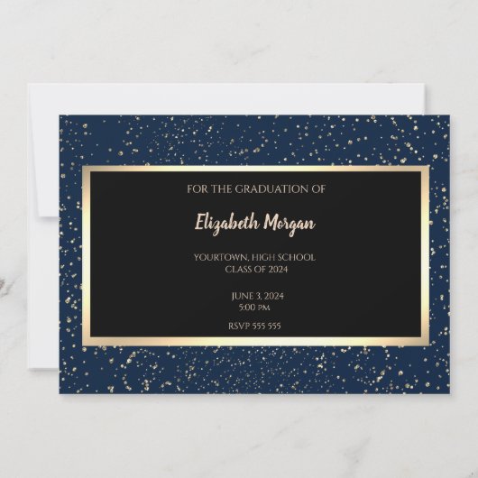 Roze goud glitters Navyblauw Grad Bewaar de datum Save The Date (Achterkant)