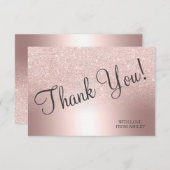 Roze goud glitters ombre metaalfolie dank je bedankkaart (Voorkant / Achterkant)