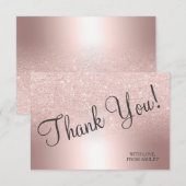 Roze goud glitters ombre metalen folie dank je bedankkaart (Voorkant / Achterkant)