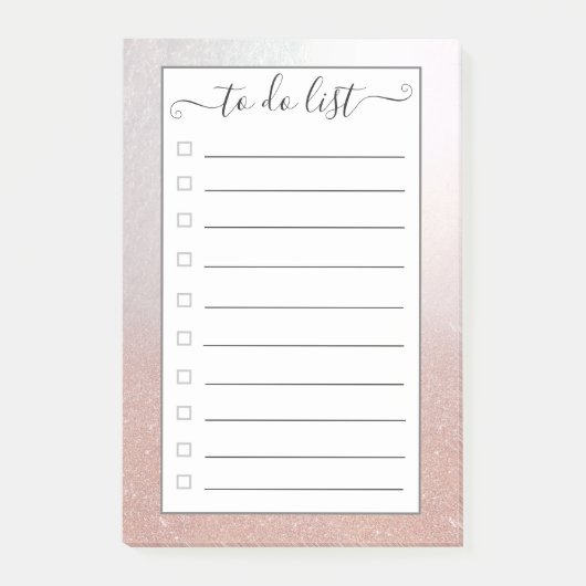 Roze goud glitters ombre "te doen lijst" post-it® notes (Voorkant)