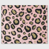 Roze Goud Glitters & Zwart Luipaard Print Cadeaupapier (Vlak)
