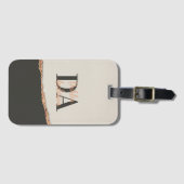 Roze goud glitters zwart roze moderne monogram  bagagelabel (Voorkant (horizontaal))