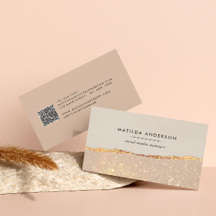 Roze goud glitters zwart roze moderne QR CODE Visitekaartje