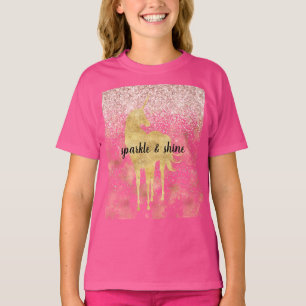Roze goud Glitzy Glitter Unicorn T-shirt