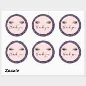 Roze Goud Glitzy Zwart Wimpers Paarse Luipaard Ronde Sticker (Vel)