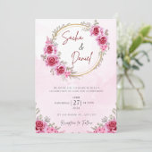 Roze Goud Gratis Bruiloft Kaart (Staand voorkant)