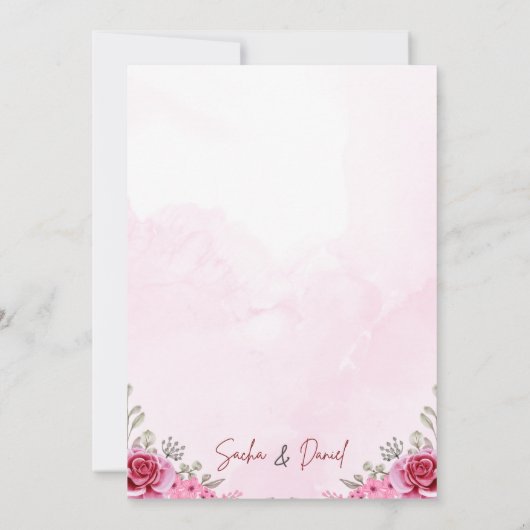 Roze Goud Gratis Bruiloft Kaart (Achterkant)